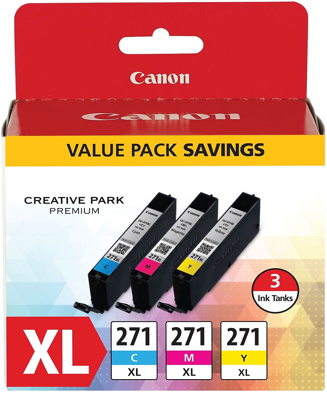 Canon 271 Cyan/Magenta/Yellow Ink Cartridge, 3/Pack