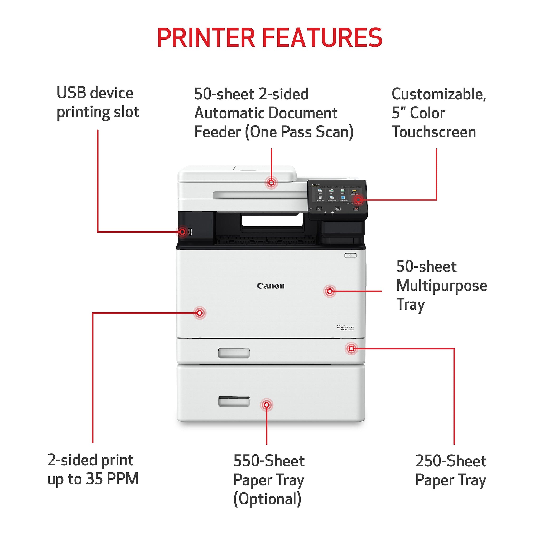 Canon Color imageCLASS MF753Cdw Wireless Color All-in-One Laser Printer