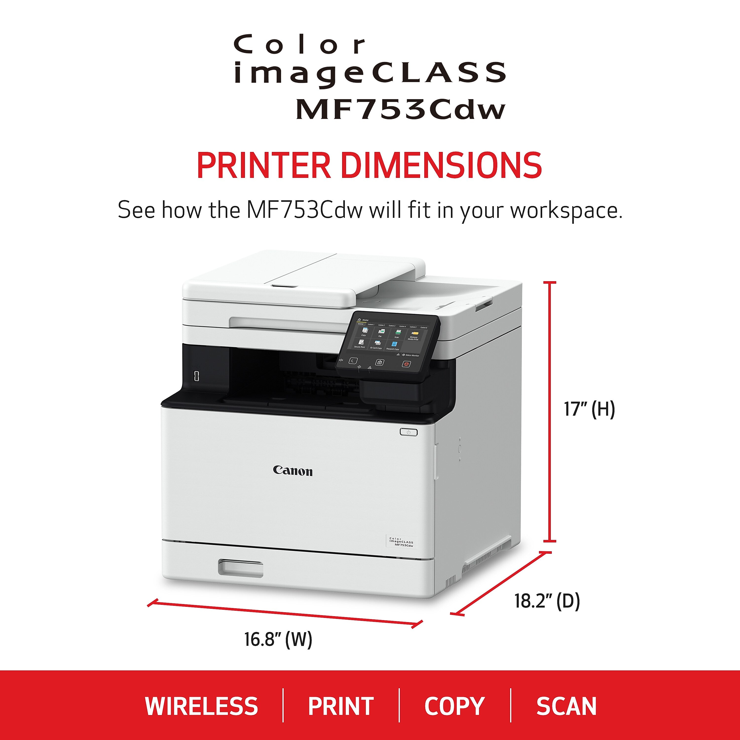 Canon Color imageCLASS MF753Cdw Wireless Color All-in-One Laser Printer