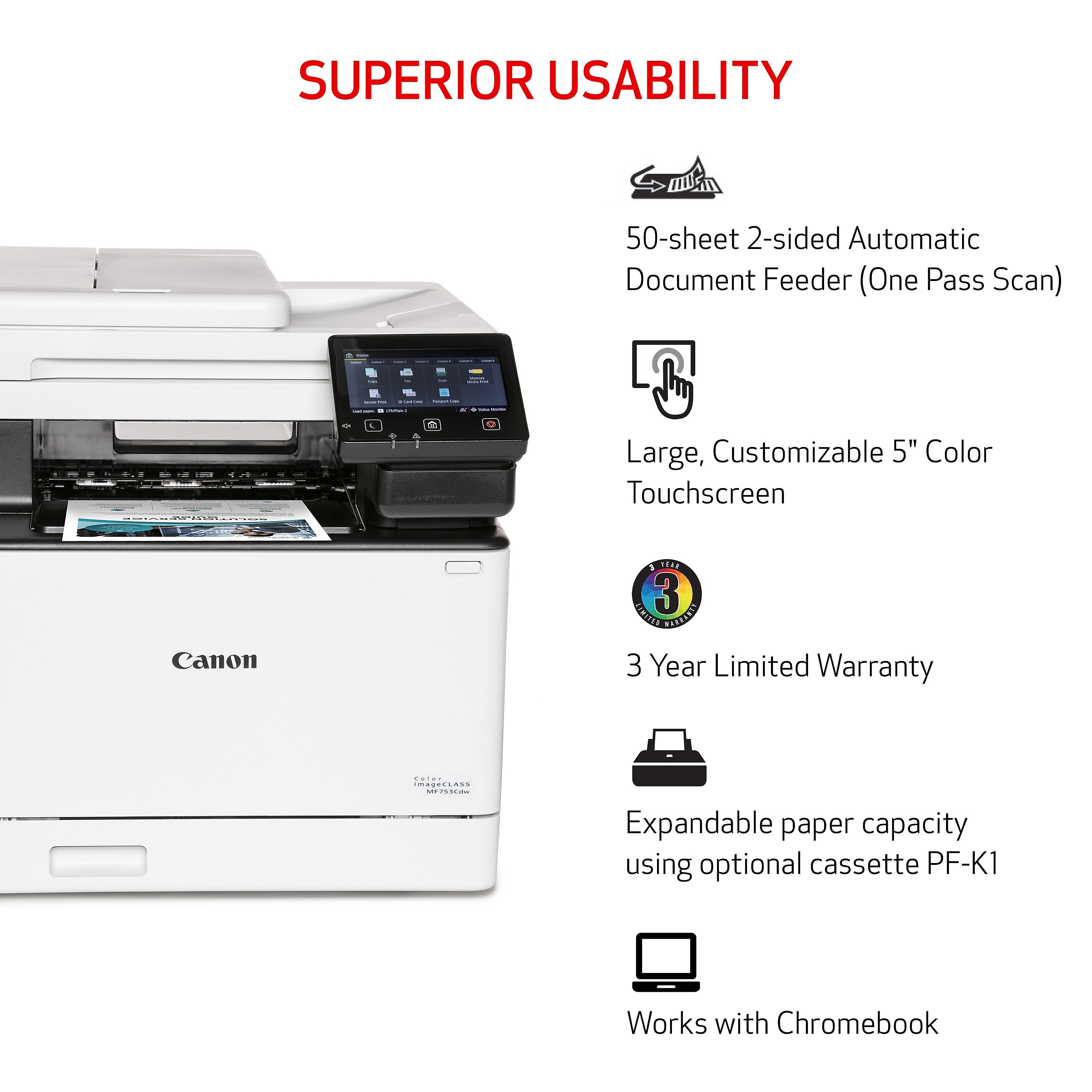 Canon Color imageCLASS MF753Cdw Wireless Color All-in-One Laser Printer