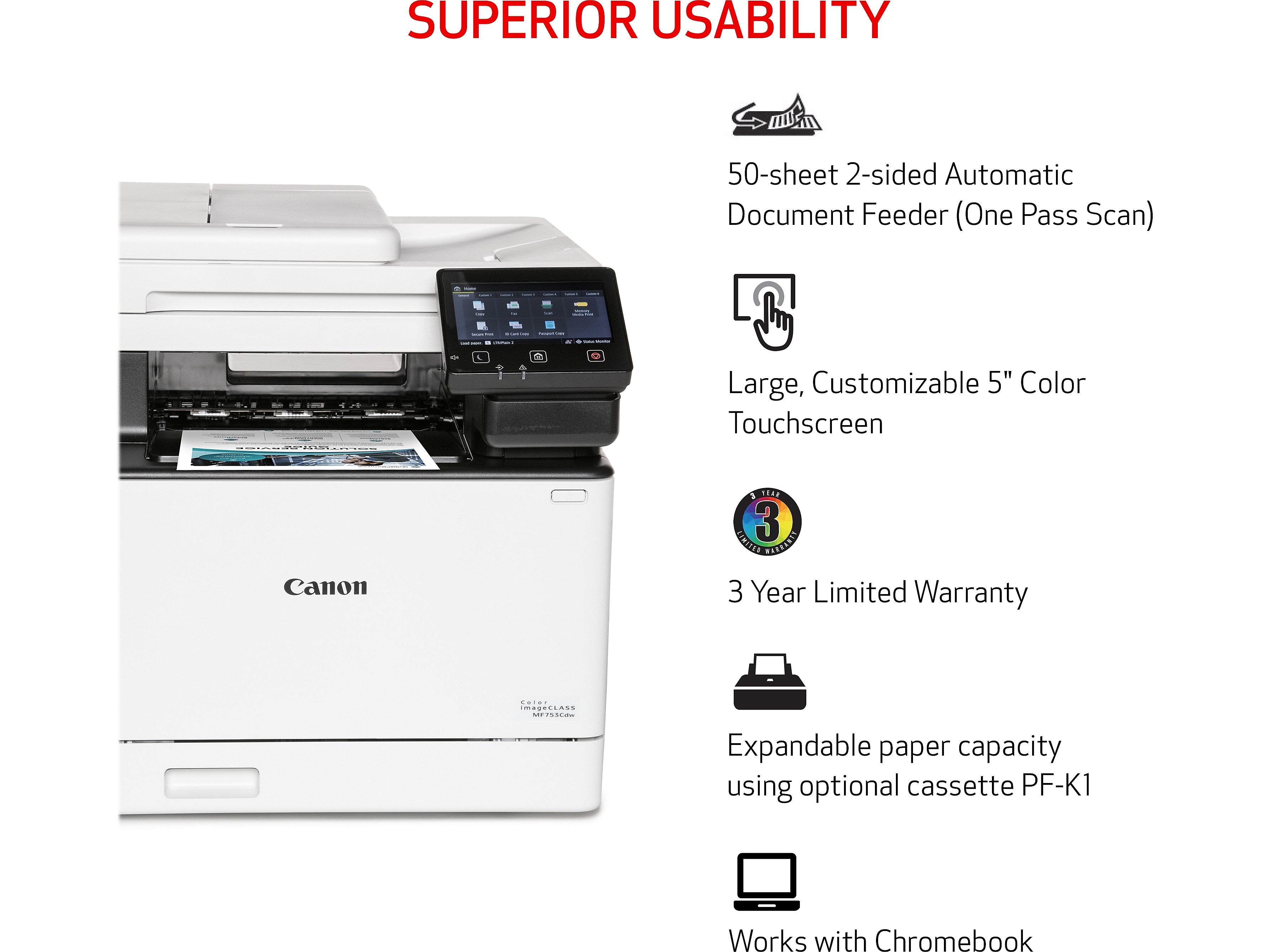 Canon Color imageCLASS MF753Cdw Wireless Color All-in-One Laser Printer
