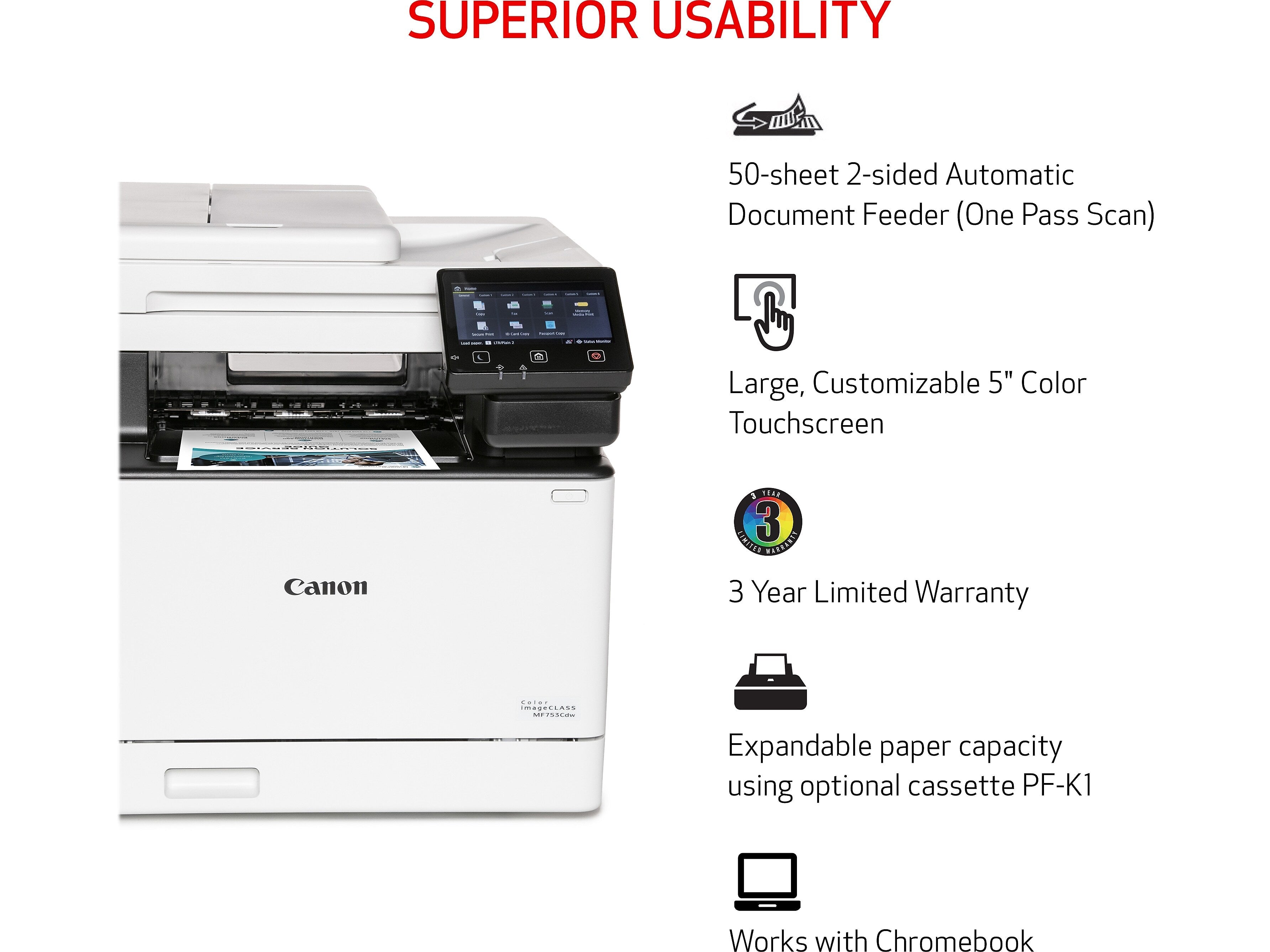 Canon Color imageCLASS MF753Cdw Wireless Color All-in-One Laser Printer