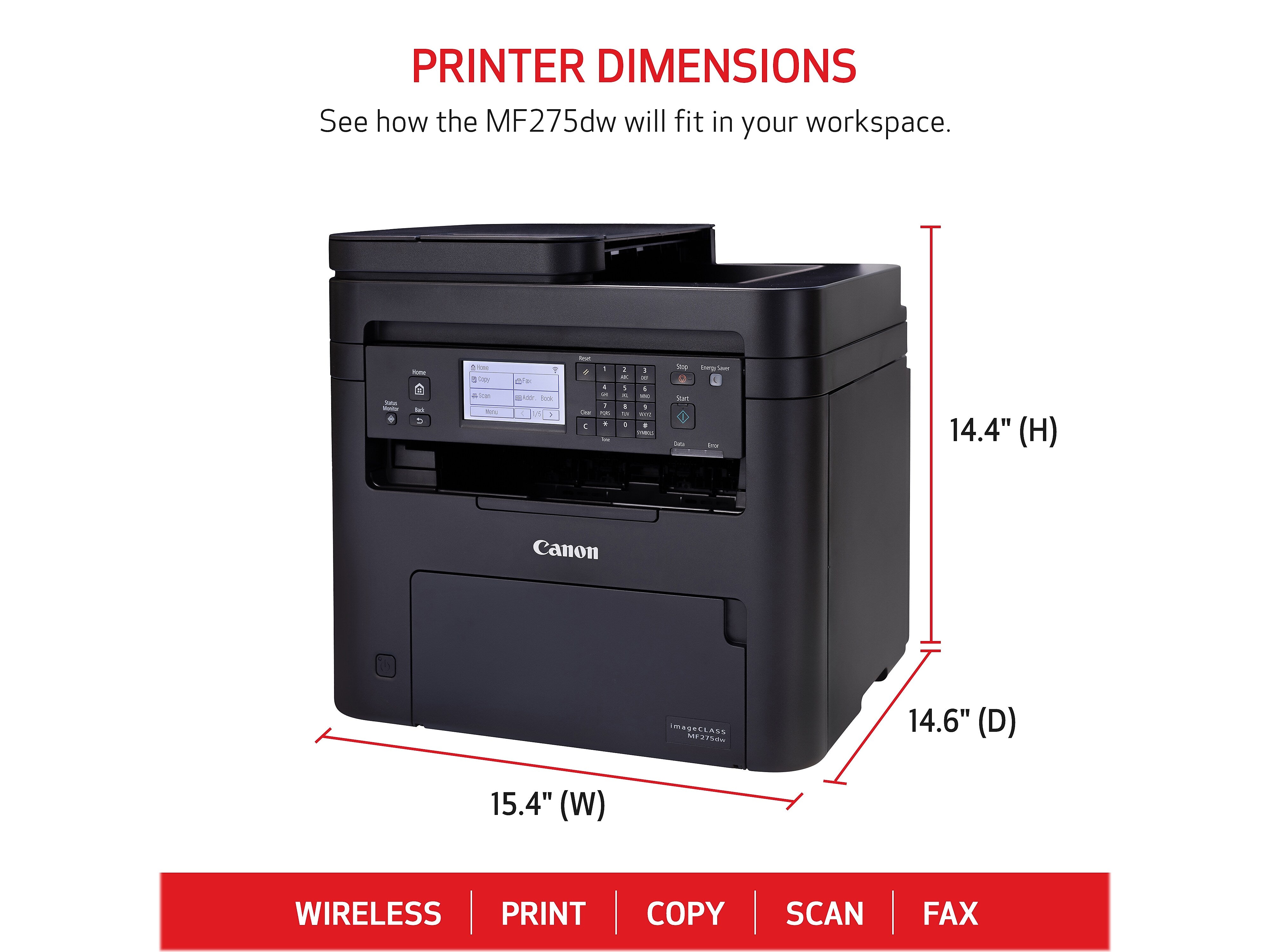 Canon imageCLASS MF275dw Wireless Black & White All-in-One Laser Printer