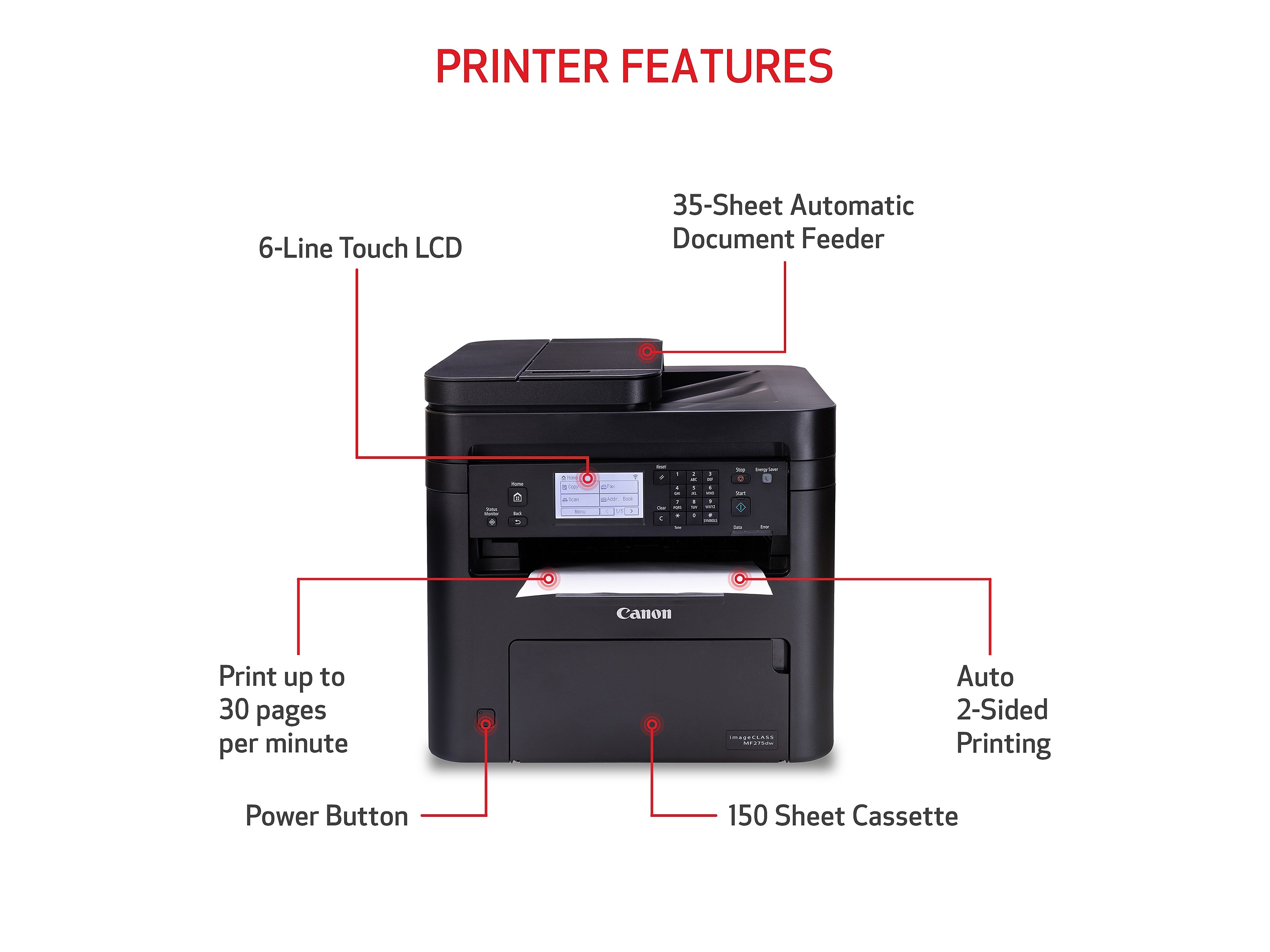 Canon imageCLASS MF275dw Wireless Black & White All-in-One Laser Printer