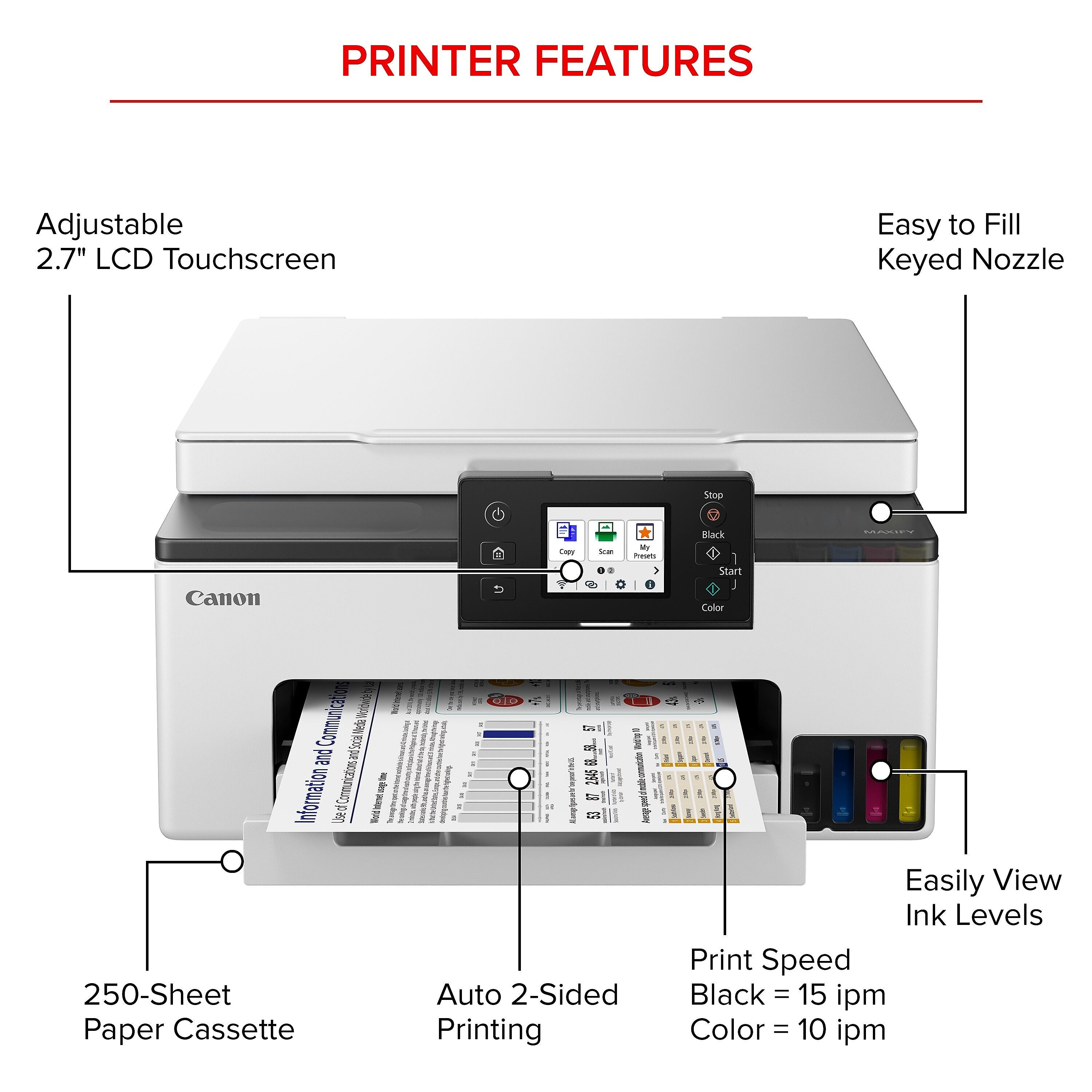 Canon MAXIFY GX1020 Inkjet Printer, All-in-One Supertank, Print, Scan, Copy