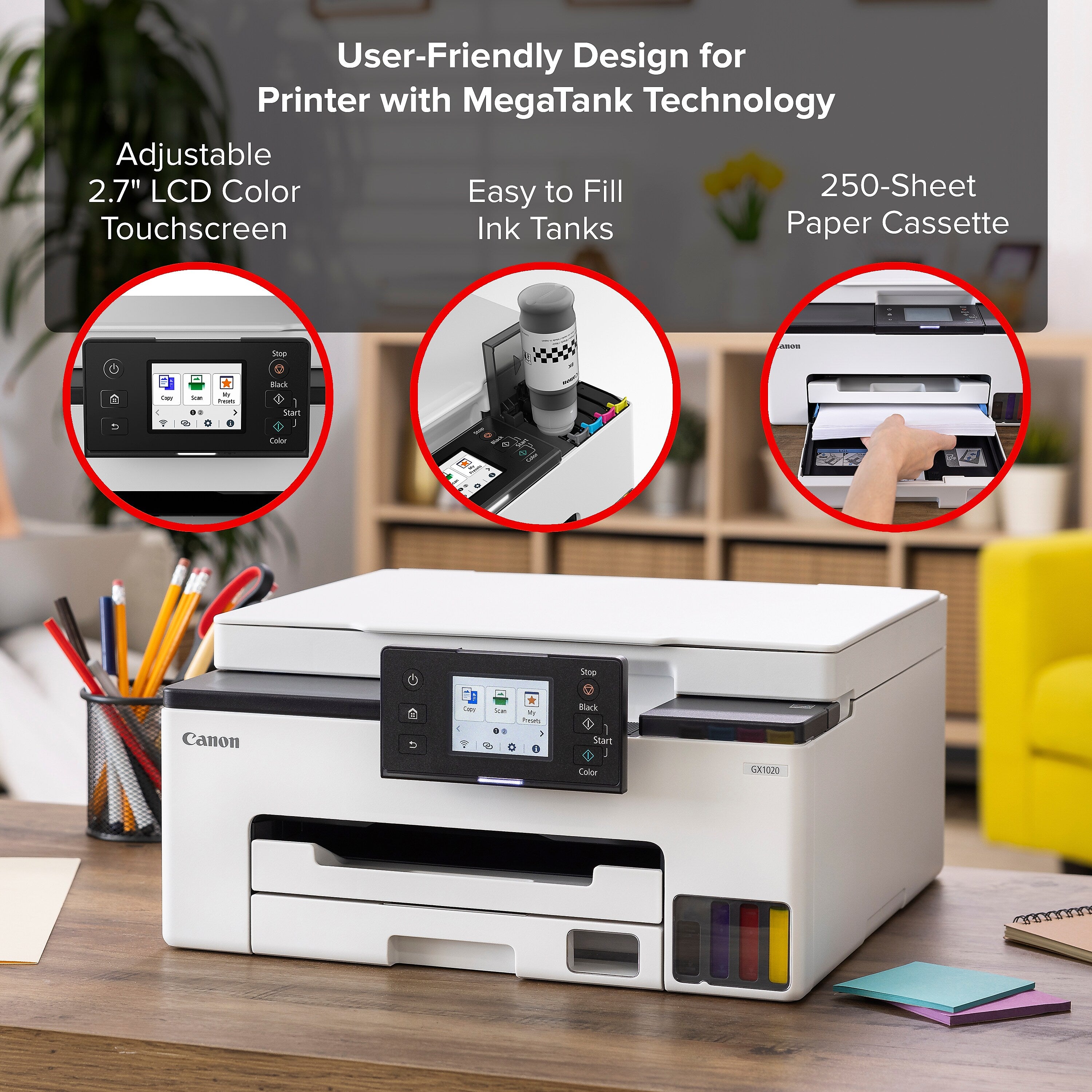Canon MAXIFY GX1020 Inkjet Printer, All-in-One Supertank, Print, Scan, Copy