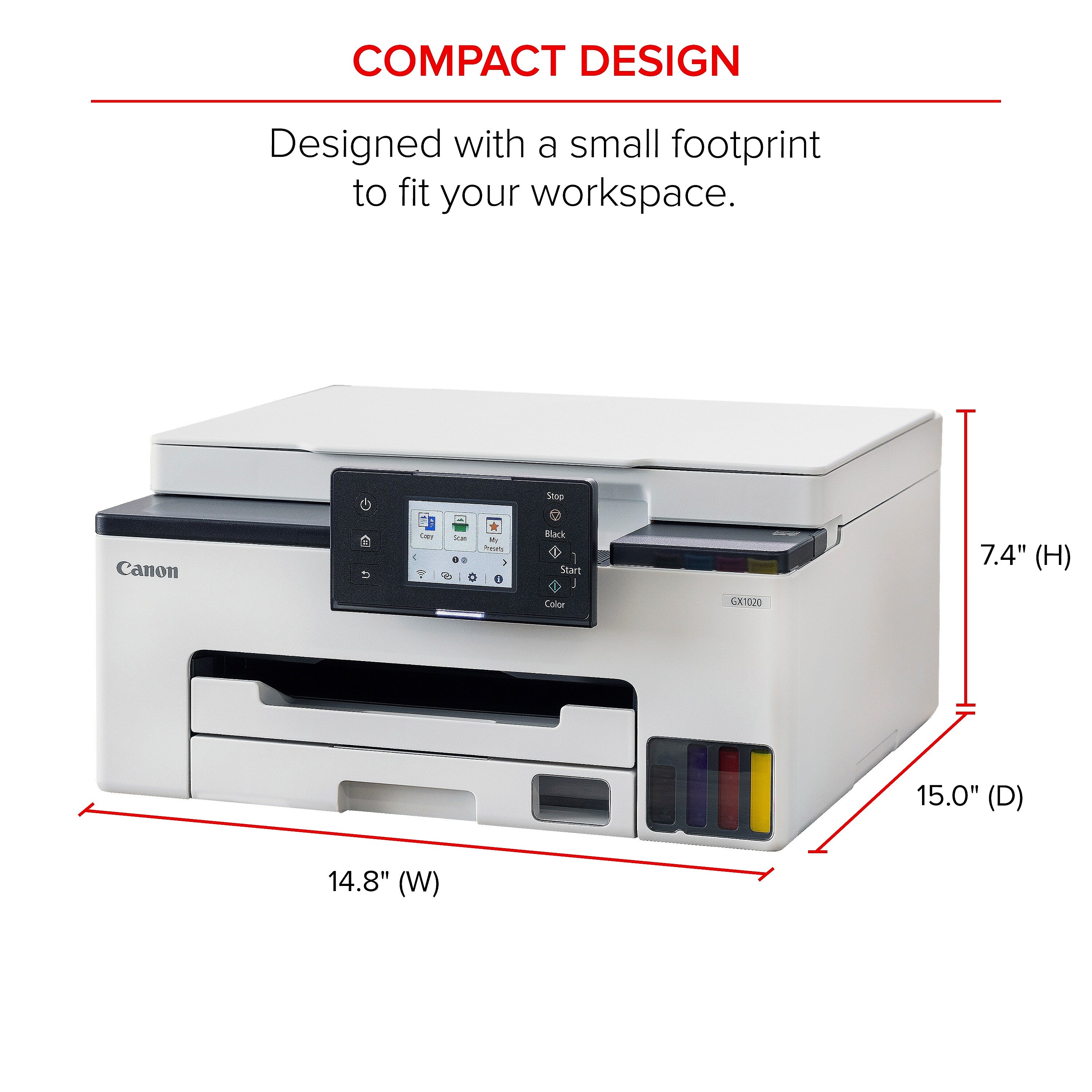 Canon MAXIFY GX1020 Inkjet Printer, All-in-One Supertank, Print, Scan, Copy