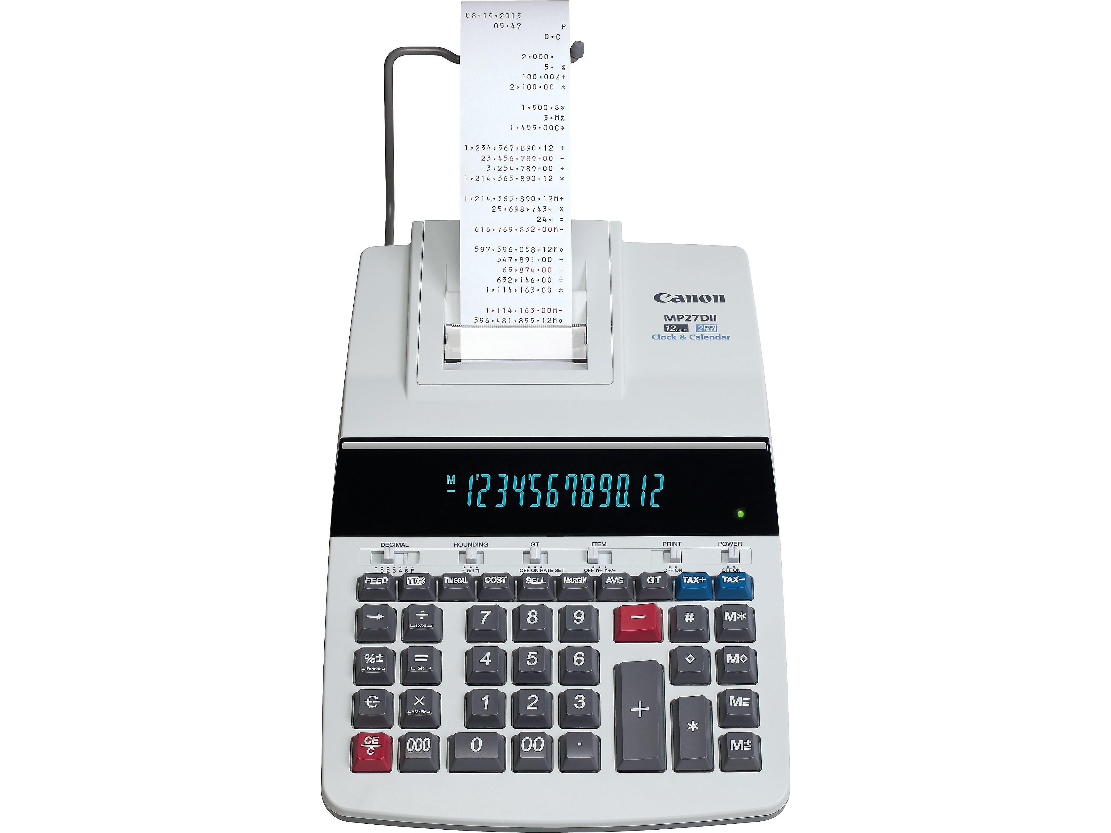 Canon MP27DII 8707B001AA 12-Digit Desktop Printing Calculator, Gray