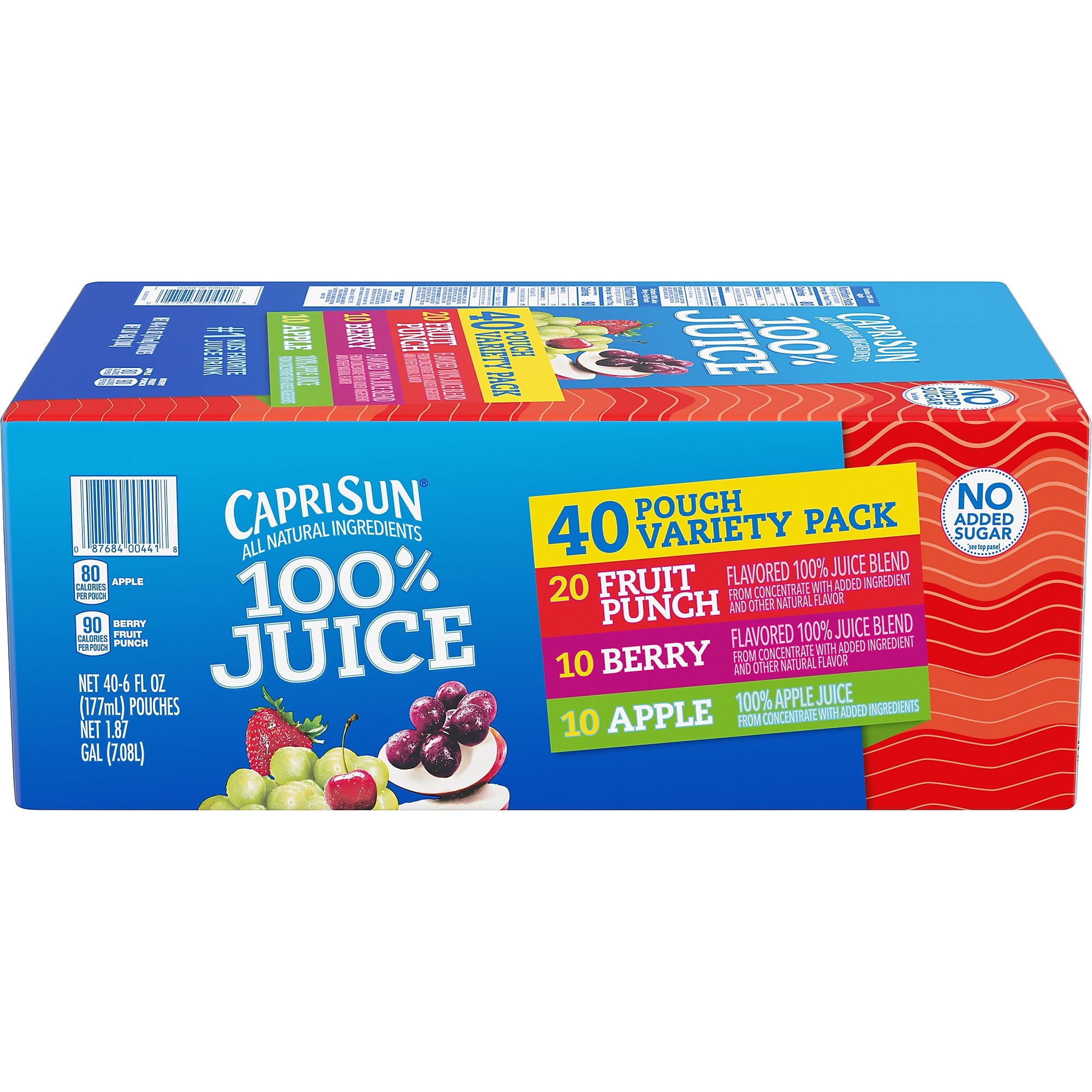 Capri Sun 100% Juice Variety Pack Pouches, 6 fl. oz., 40/Box