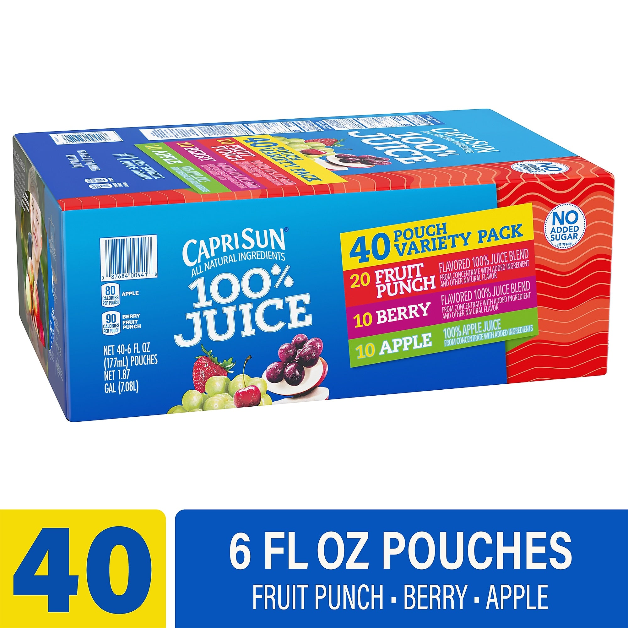 Capri Sun 100% Juice Variety Pack Pouches, 6 fl. oz., 40/Box