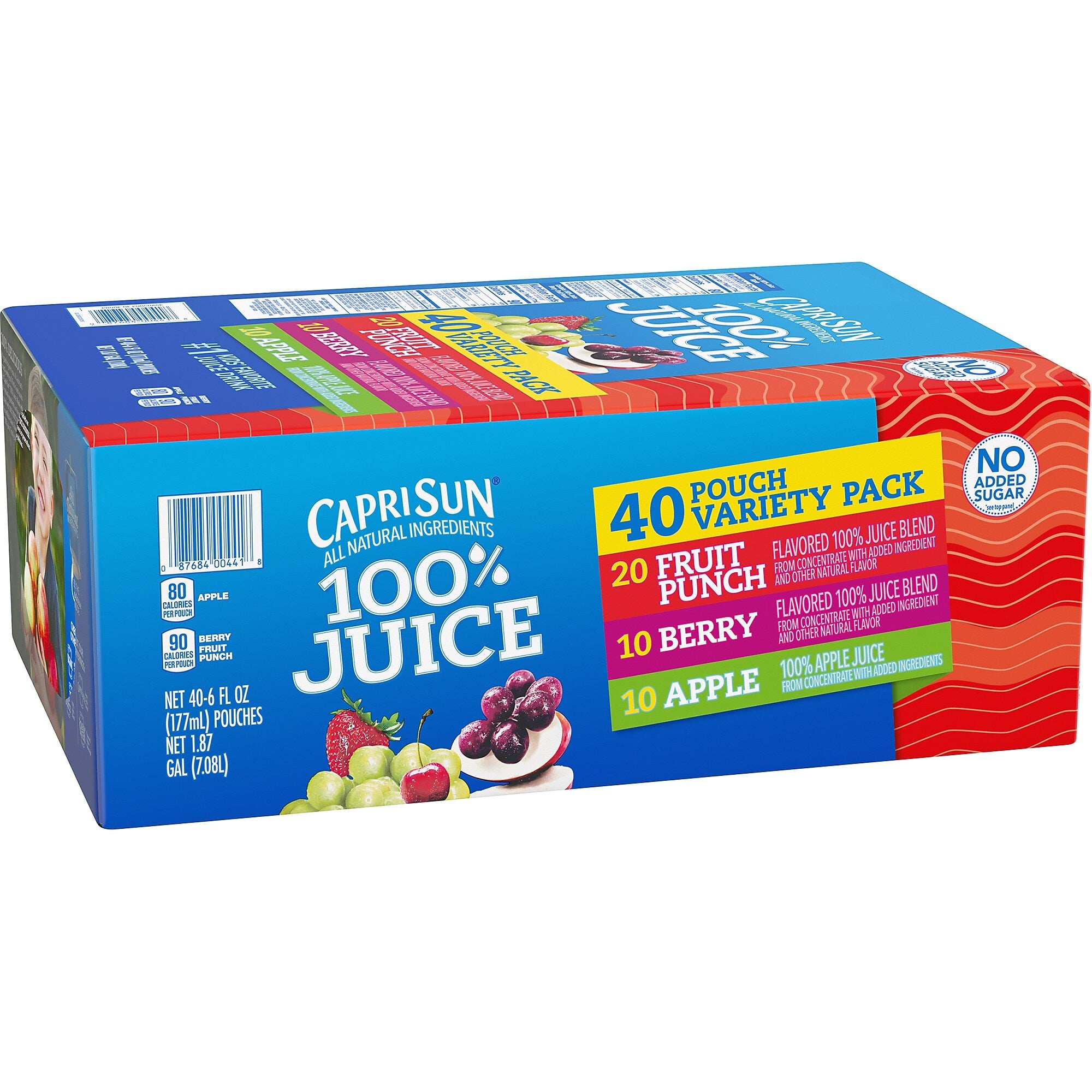 Capri Sun 100% Juice Variety Pack Pouches, 6 fl. oz., 40/Box