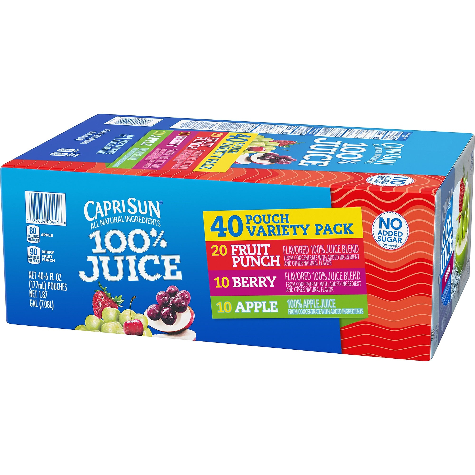 Capri Sun 100% Juice Variety Pack Pouches, 6 fl. oz., 40/Box