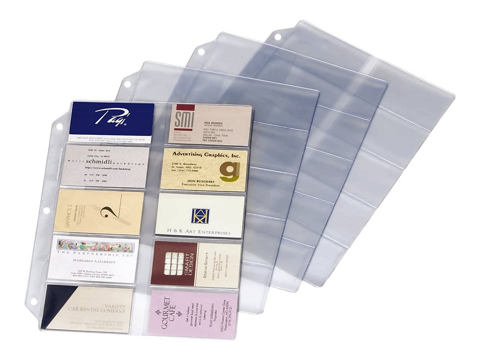 Cardinal Business Card Refill Pages, Clear, 20 Card Capacity per Page, 10/Pack