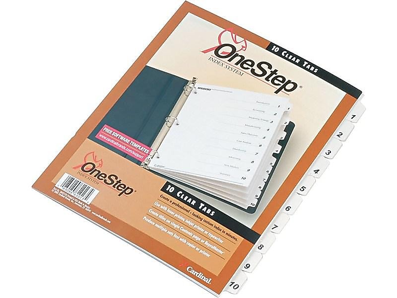 Cardinal OneStep Index System Numeric Paper Dividers, 10-Tab, White