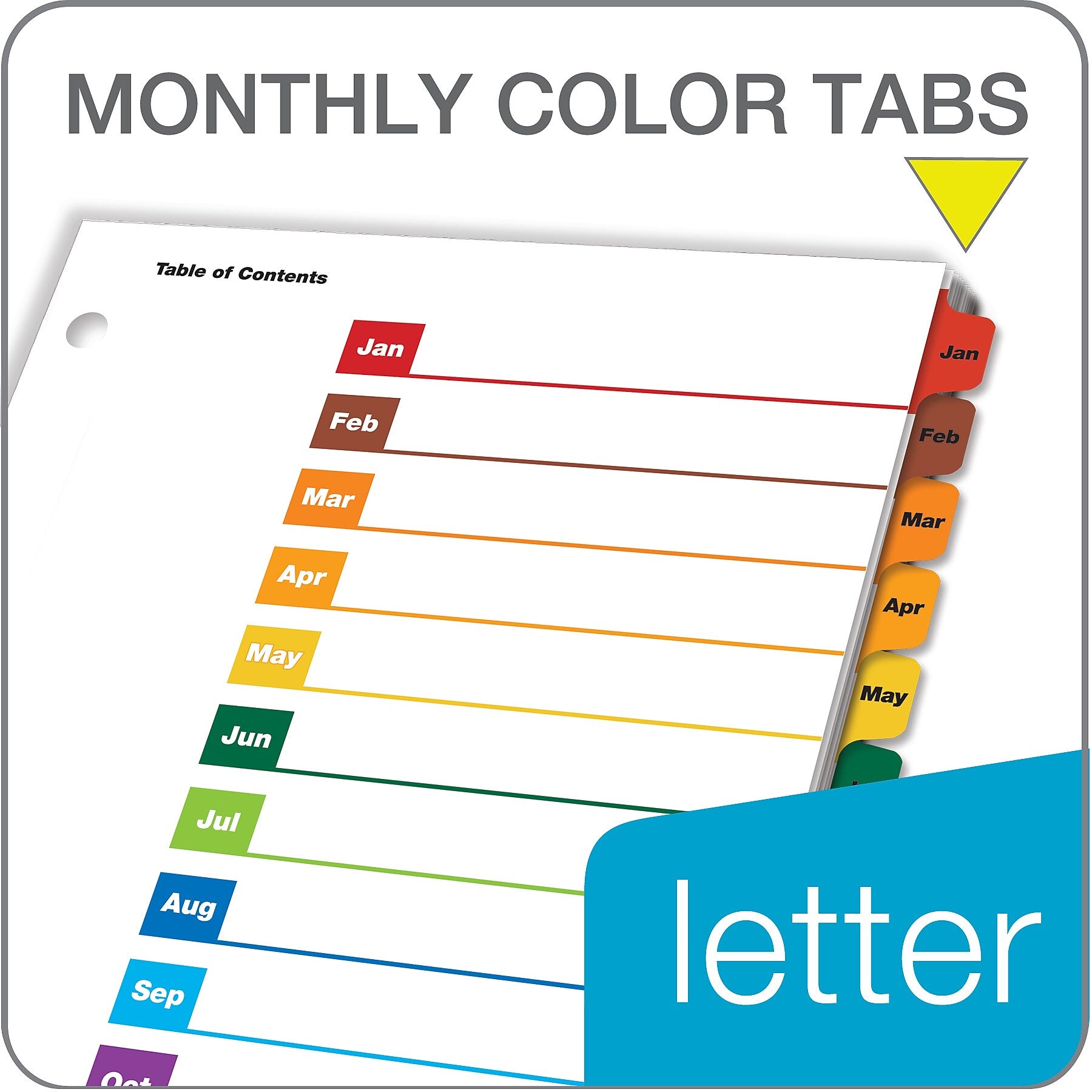 Cardinal OneStep Monthly Paper Dividers, 12-Tab, Multicolor