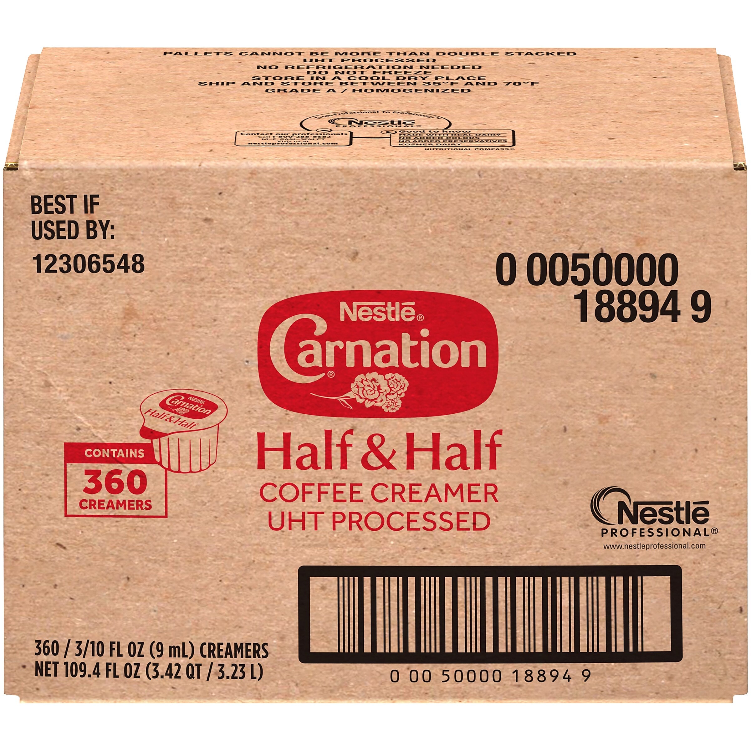 Carnation Half and Half Liquid Creamer, 0.3 oz., 360/Carton