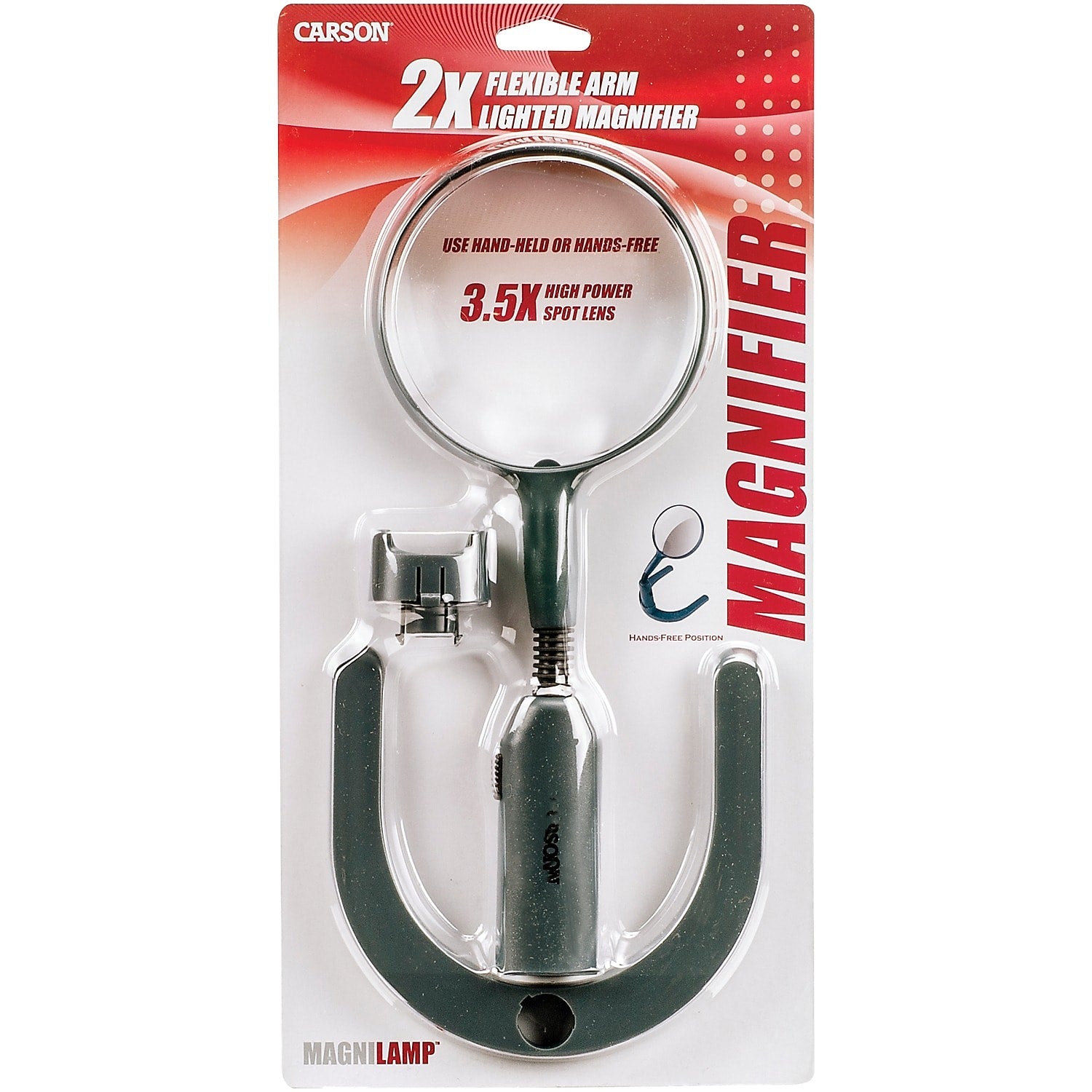 Carson Optical MagniLamp 2x LED Magnifier with Built-in 3.5x Spot Lens, Black