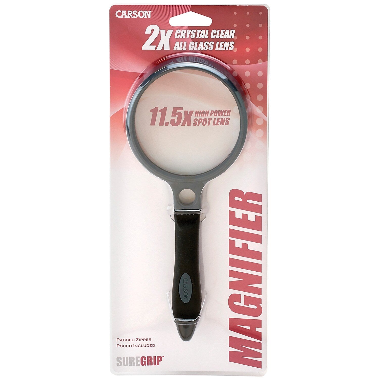 Carson Optical SureGrip 2x Soft-Grip Magnifier with 11.5x Spot Lens,