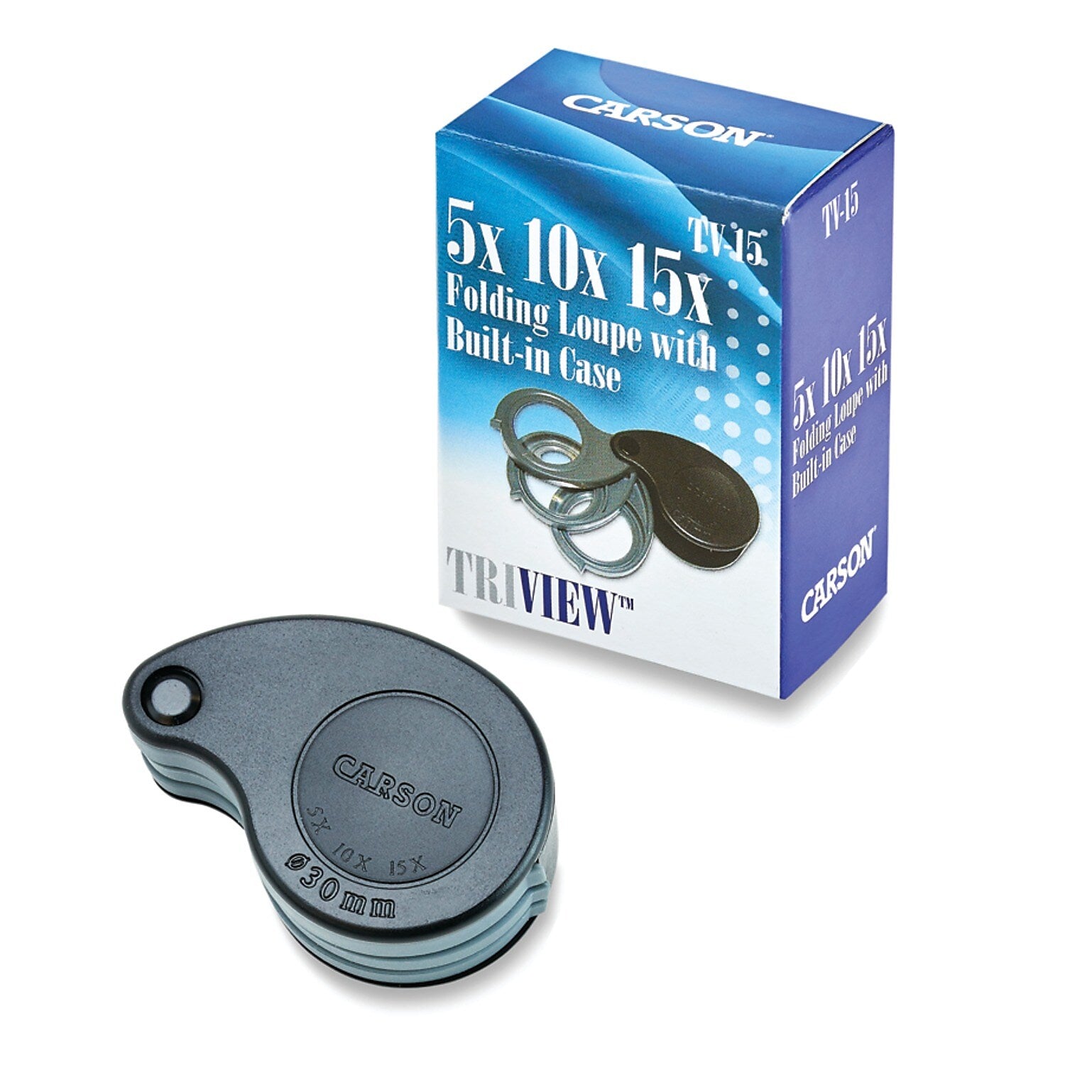 Carson Optical TriView 5x-15x Folding Magnifier,