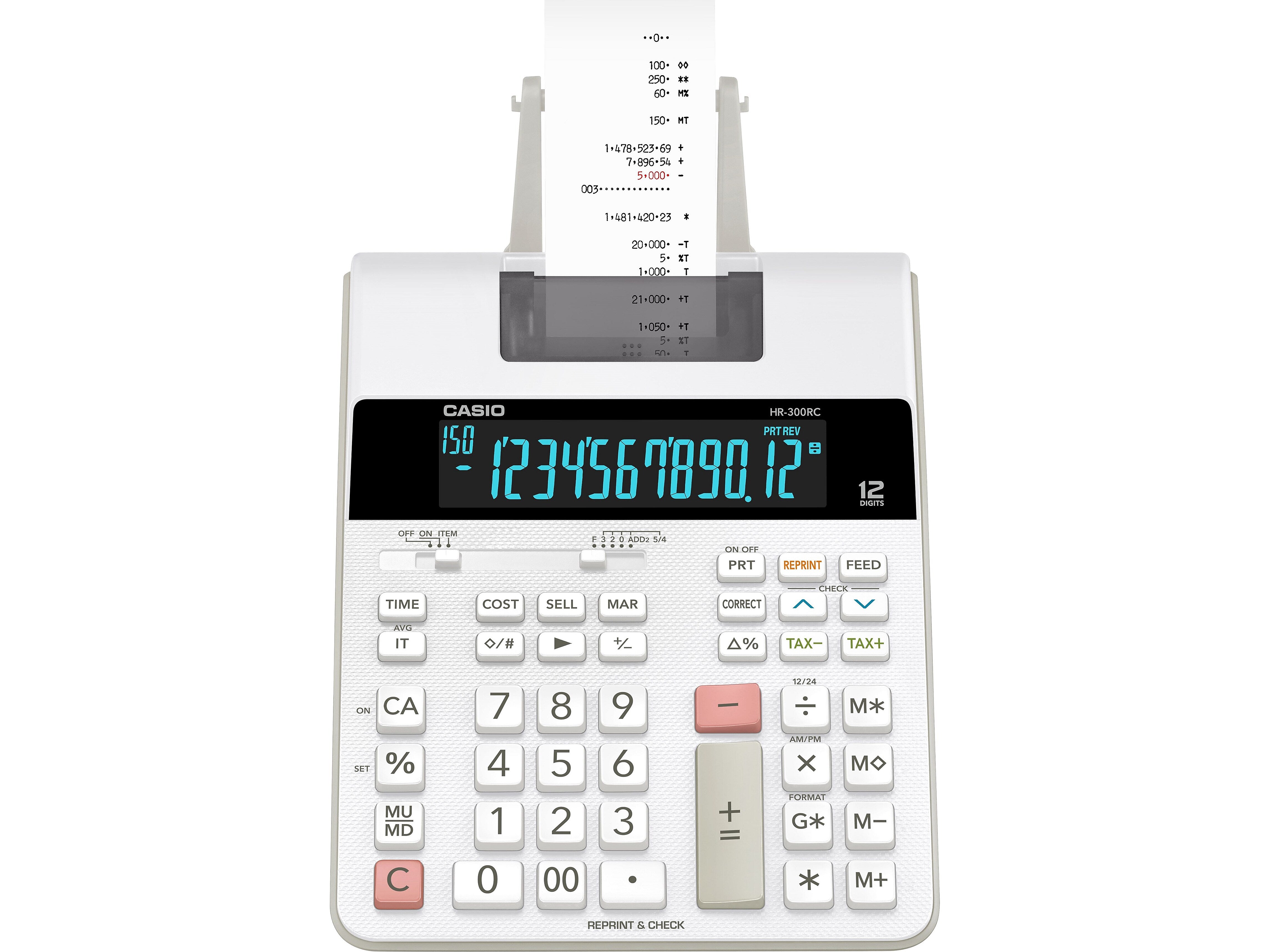 Casio  12-Digit Printing Calculator, White