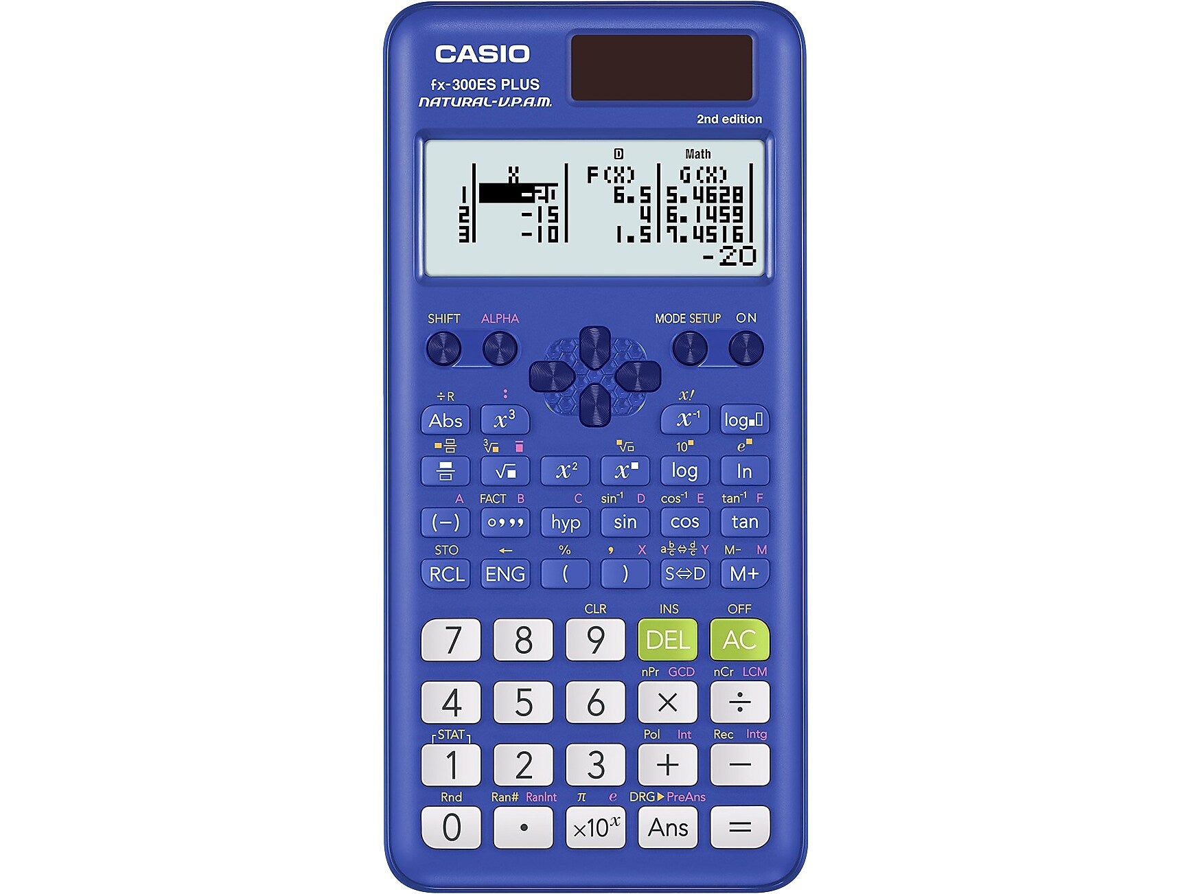 Casio 2nd Edition 16-Digit Solar Powered Scientific Calculator, Blue