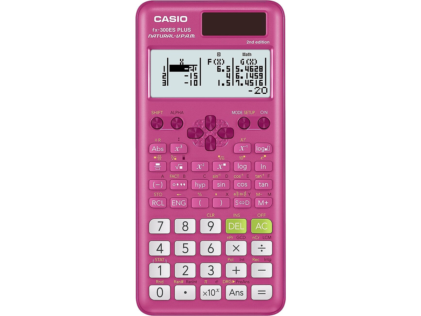 Casio 2nd Edition 16-Digit Solar Powered Scientific Calculator, Pink