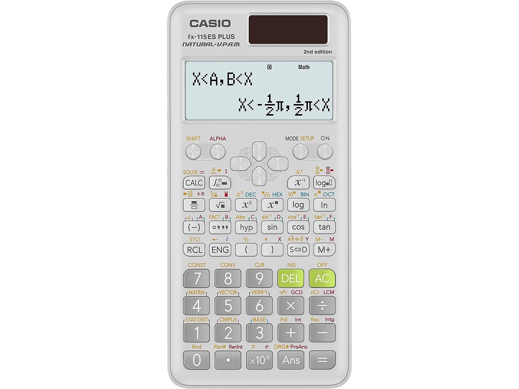 Casio 2nd Edition 16-Digit Solar Powered Scientific Calculator, White