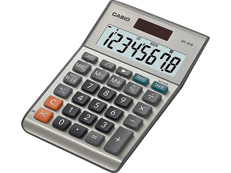Casio 8-Digit Desktop Calculator, Gray