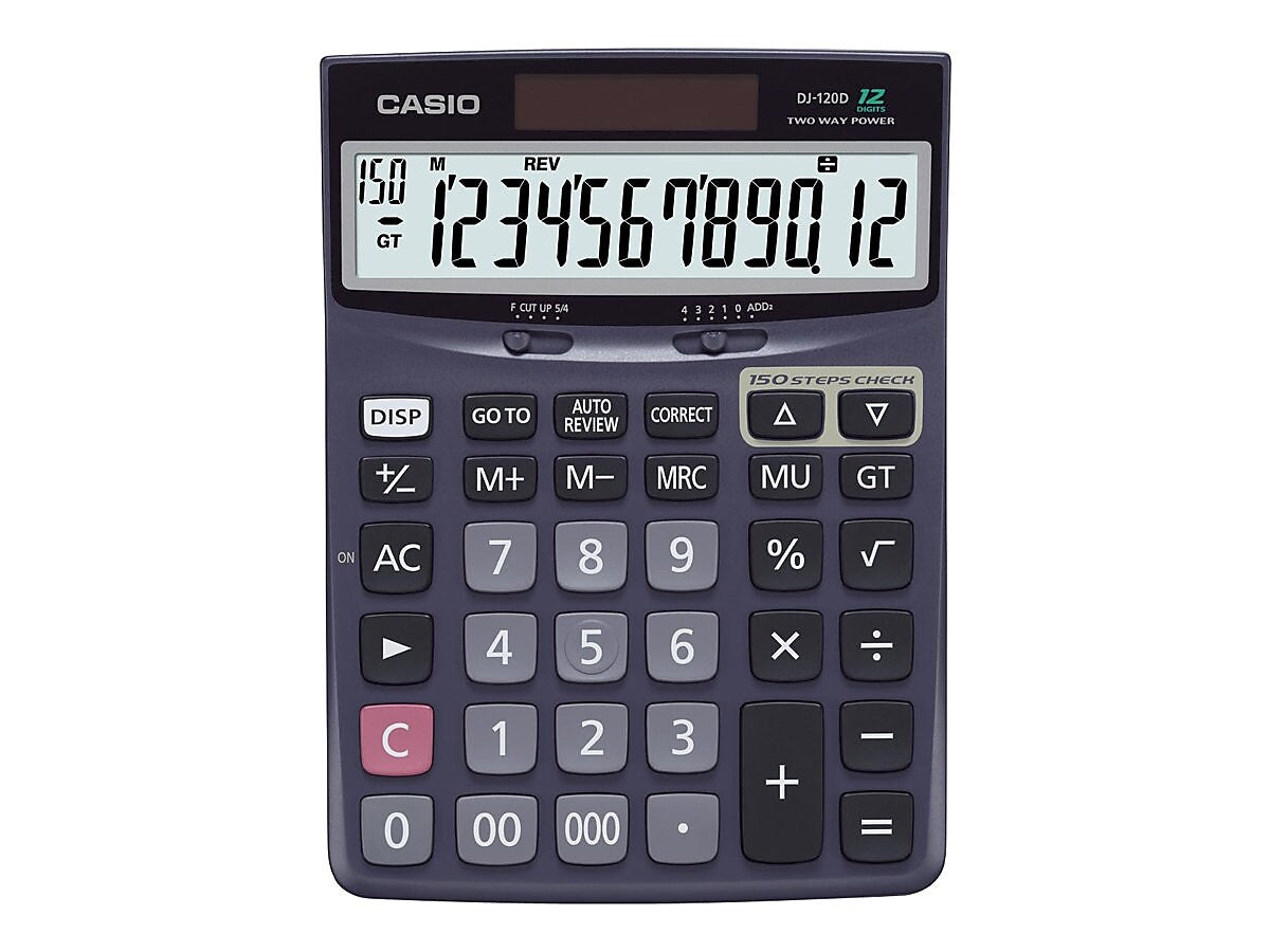 Casio DJ-120D 12-Digit Desktop Calculator, Black
