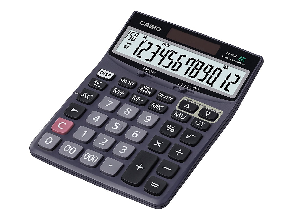 Casio DJ-120D 12-Digit Desktop Calculator, Black