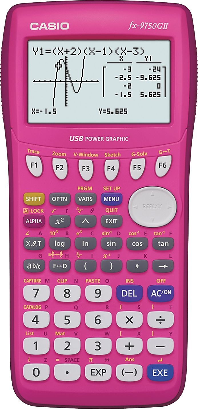 Casio FX-9750GII Graphing Calculator, Pink