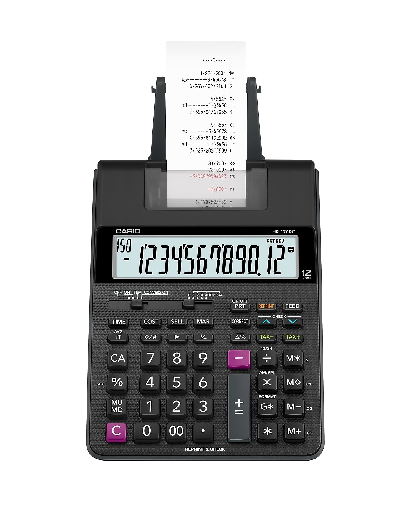 Casio HR-170RC 12-Digit Desktop Printing Calculator, Black