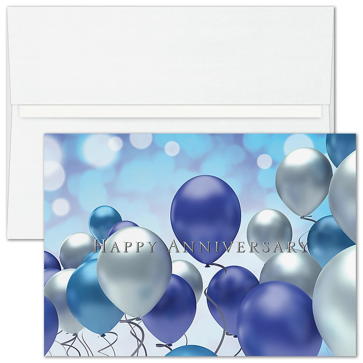"Celebration Balloons" Anniversary Card w/ White Unlined Envelope, 250/BX