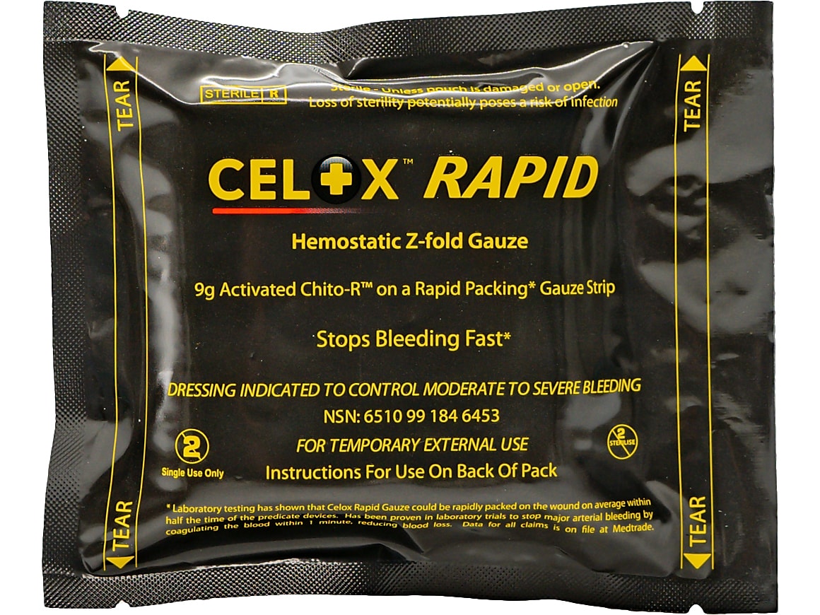 CELOX RAPID Z-Fold Hemostatic Gauze, 2/Carton