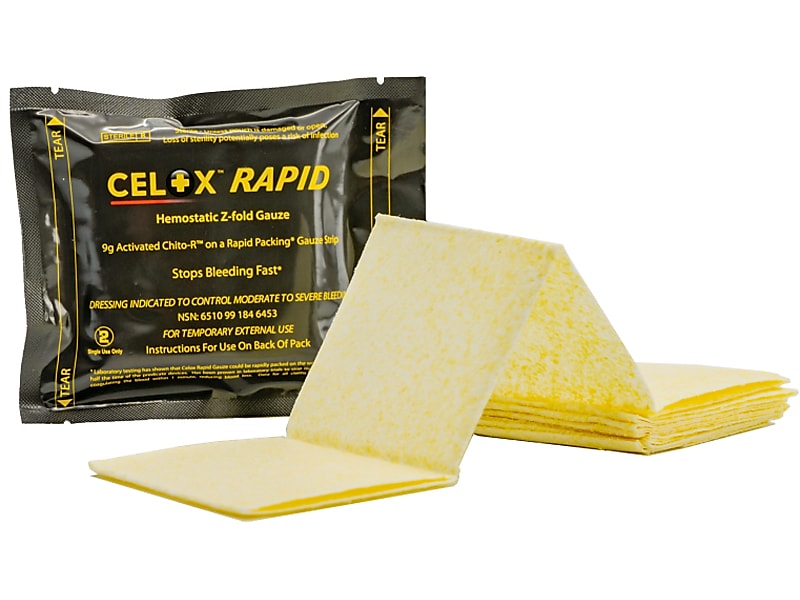 CELOX RAPID Z-Fold Hemostatic Gauze, 2/Carton