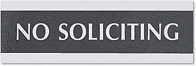 Century Series Office Sign, 3" x 9", No Soliciting