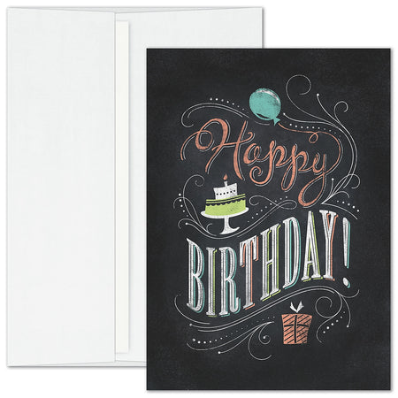 "Chalkboard Wish" Birthday Card w/ White Unlined Envelope, 100/BX