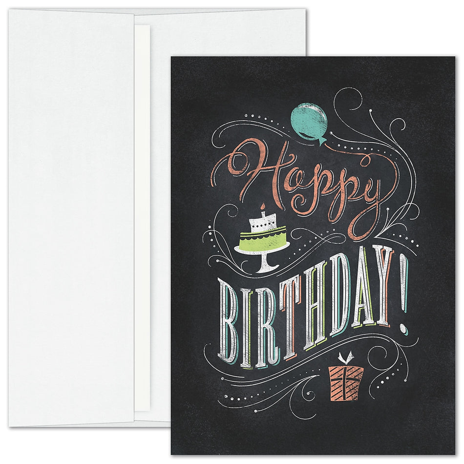 "Chalkboard Wish" Birthday Card w/ White Unlined Envelope, 250/BX