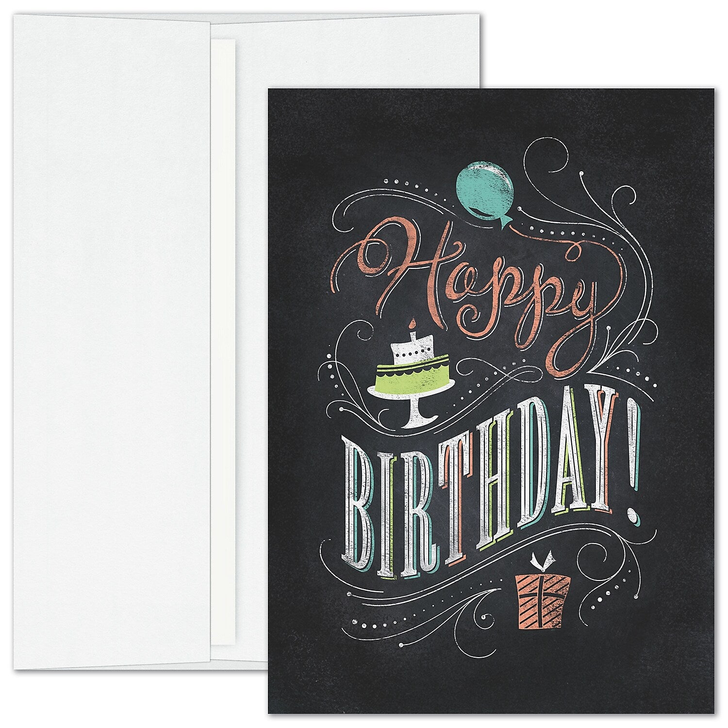 "Chalkboard Wish" Birthday Card w/ White Unlined Envelope, 50/BX
