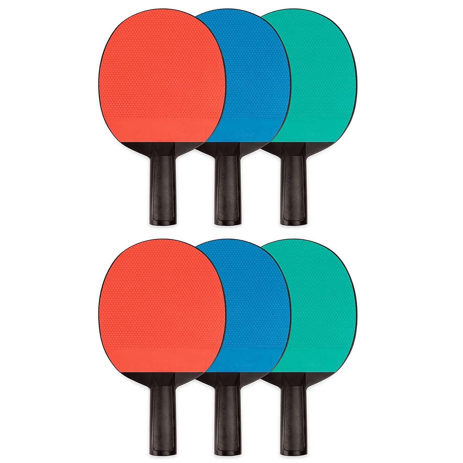 Champion Sports Plastic Rubber Face Table Tennis Paddle, Pack of 6