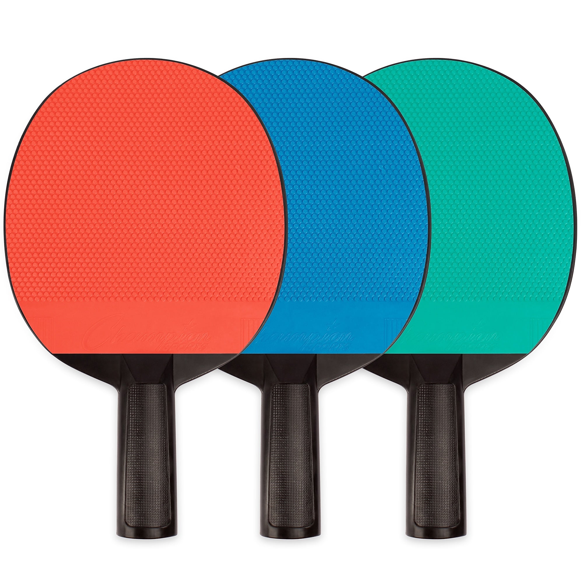 Champion Sports Plastic Rubber Face Table Tennis Paddle, Pack of 6