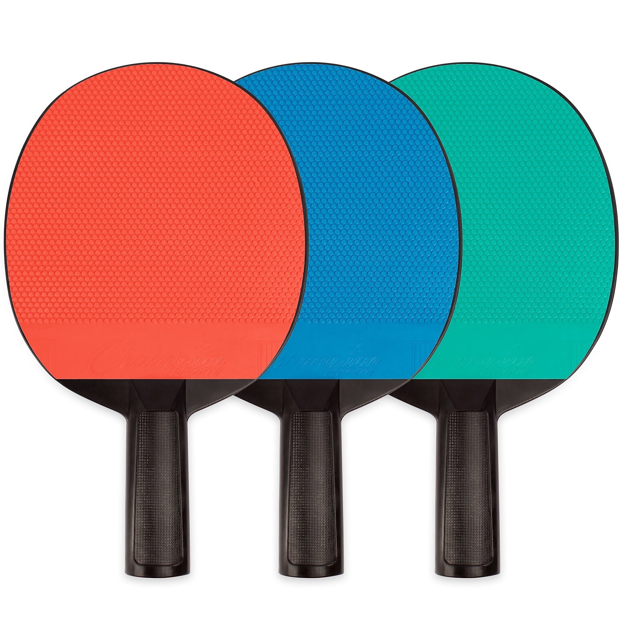 Champion Sports Plastic Rubber Face Table Tennis Paddle, Pack of 6