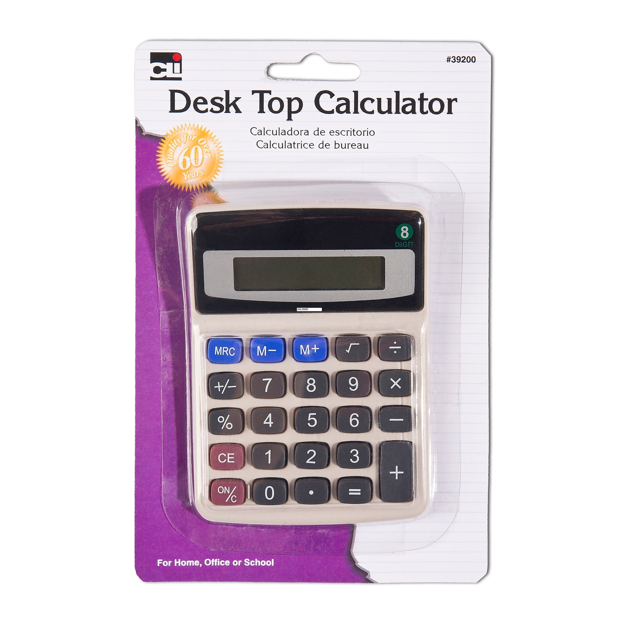 Charles Leonard 8-Digit Dual Powered Desktop Calculator, Gray, Pack of 6