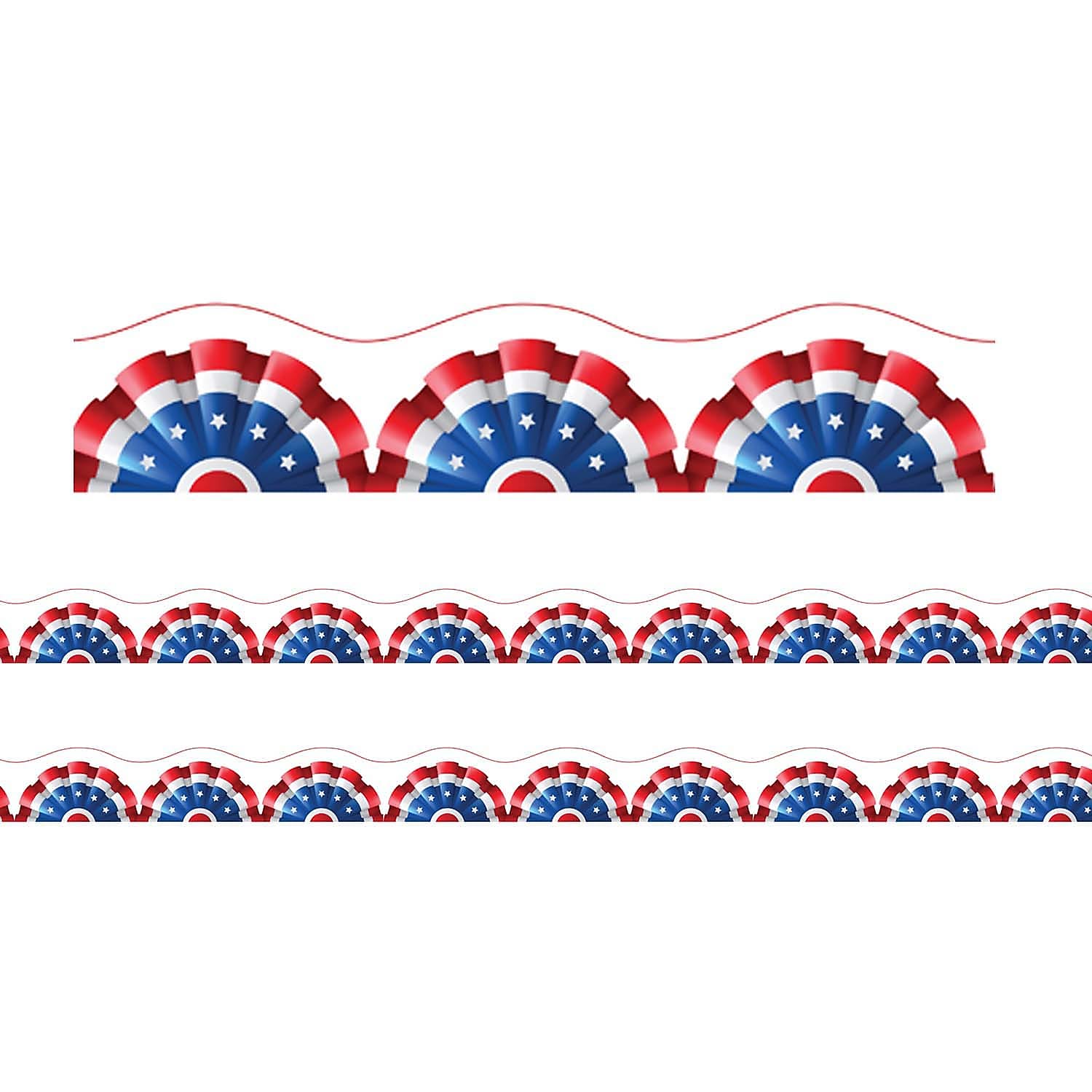 Charles Leonard Magnetic Scalloped Border, 1.5" x 48', Patriotic Theme