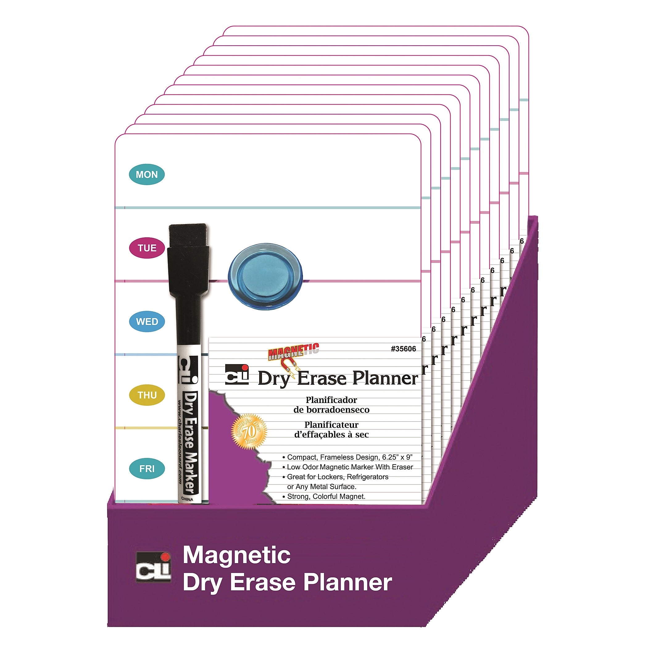 Charles Leonard Mini Magnetic Dry Erase Planning Board Sets, 6.25