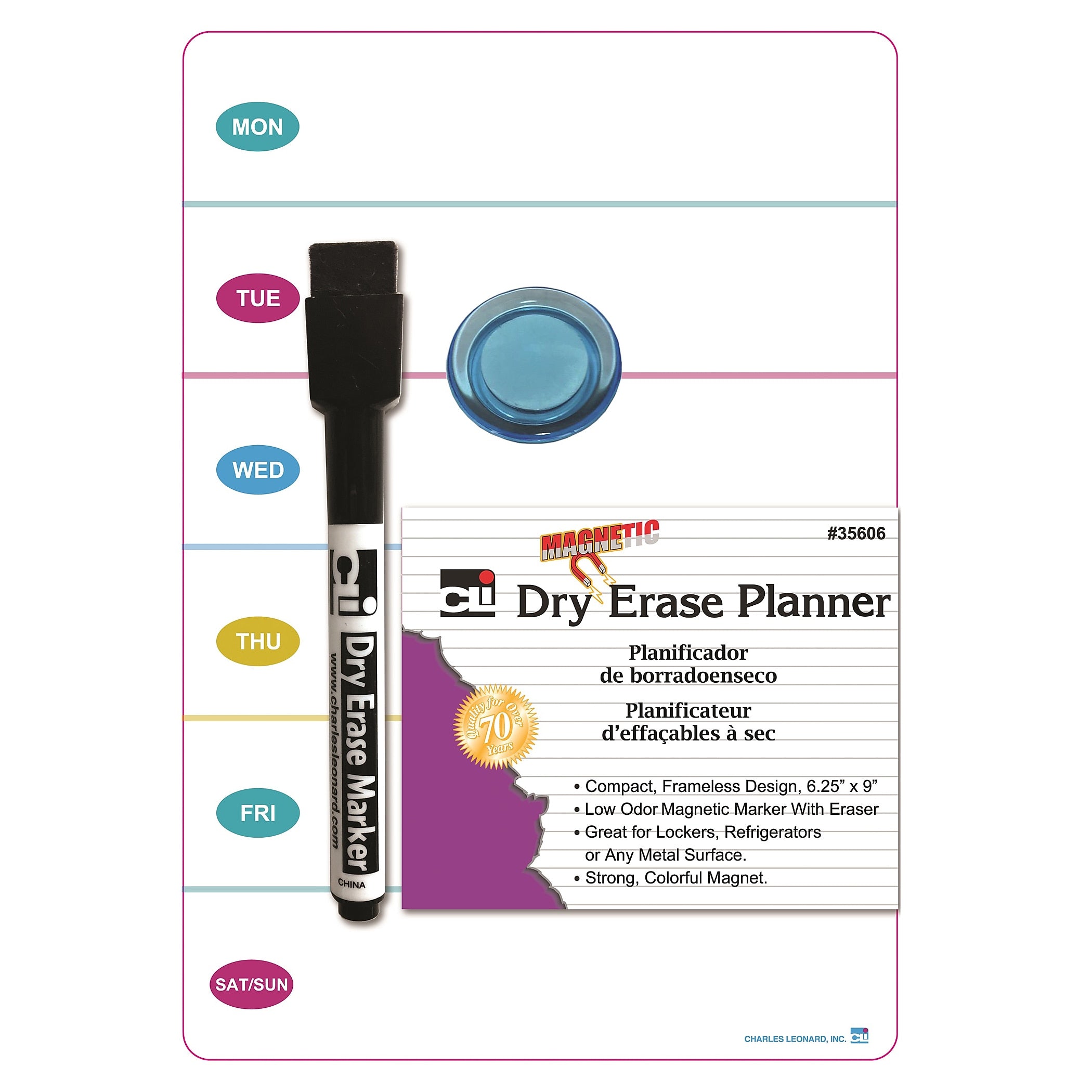 Charles Leonard Mini Magnetic Dry Erase Planning Board Sets, 6.25