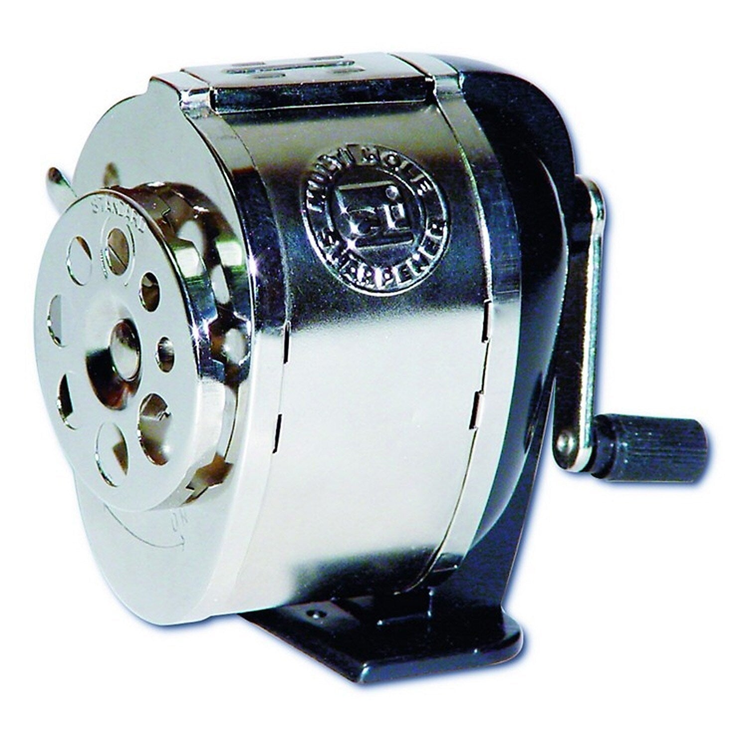 Charles Leonard Mountable Heavy Duty Steel Pencil Sharpener, Multisize Pencil Holes, Silver, Pack of 2