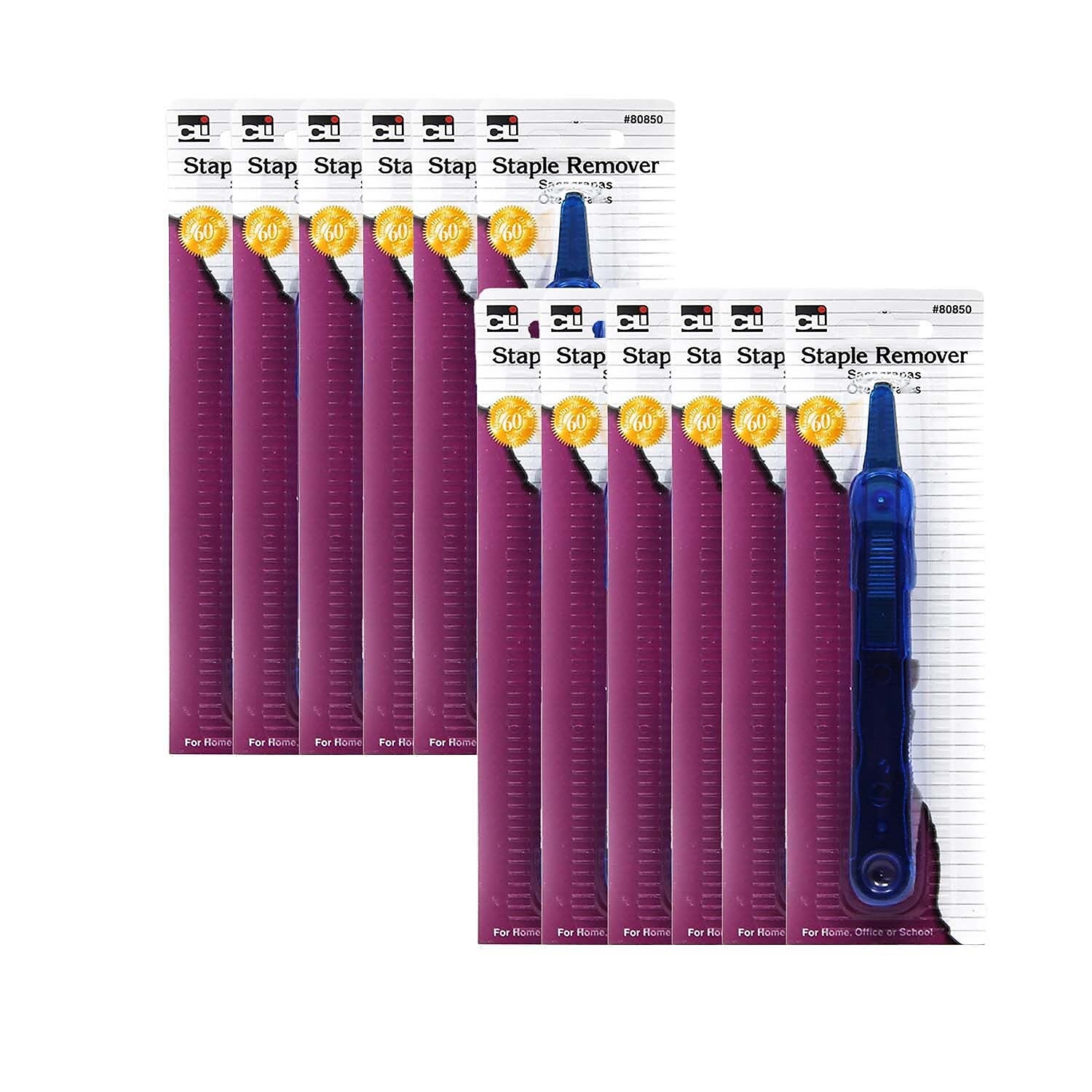 Charles Leonard Straight Staple Remover, Assorted Colors, Pack of 12