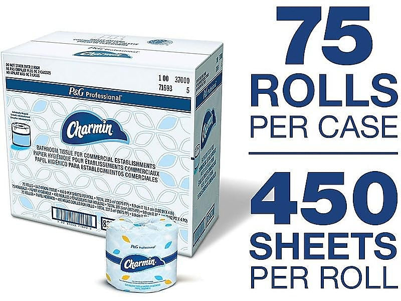 Charmin Individually Wrapped Toilet Paper, 2-Ply, 450 Sheets/Roll, 75 Rolls/Carton