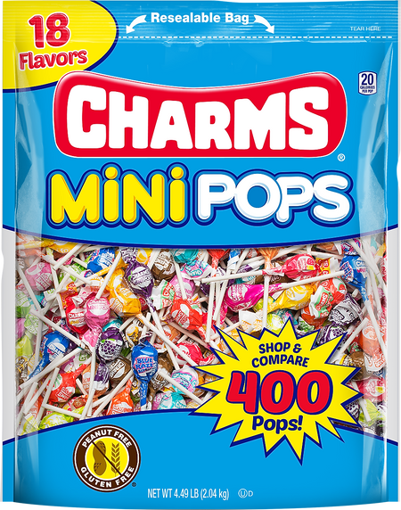 Charms Mini Pops Lollipops, Assorted Flavors, 71.96 oz., 400 Pieces